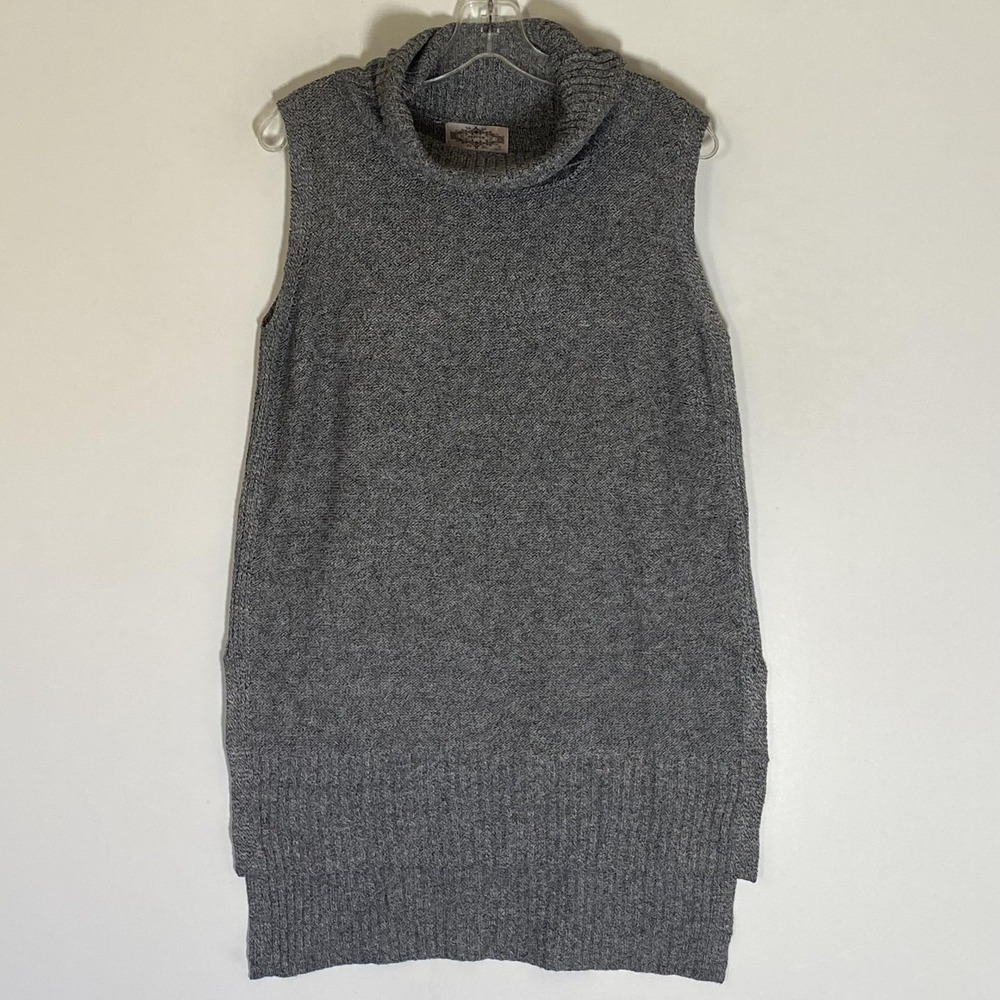 Oliver Sweater Tunic Womens Medium Gray Cowl Neck Sleeveless Long Knit Marled